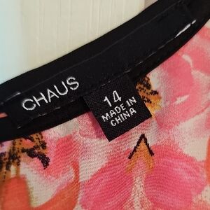 Chaus Vibrant Pink and Orange Floral Blouse